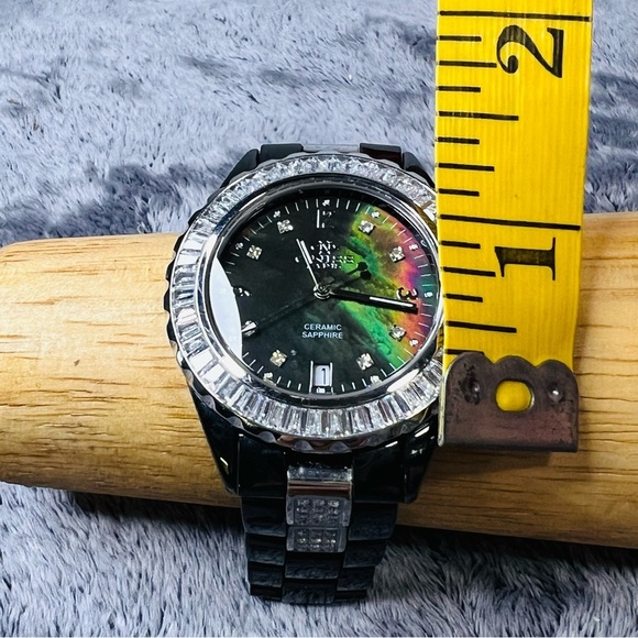 Oniss Paris Black Ceramic Watch with Black Mother-of-Pearl Dial Diamond Accents main image 7